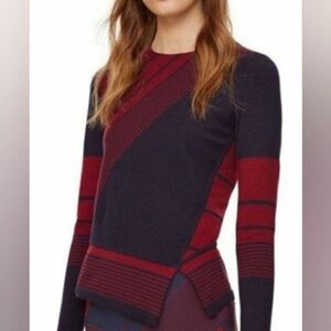 Tory Burch Lyon Striped Asymmetrical Sweater